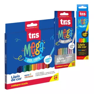 Kit Lápis De Cores Fortes+metálicas+neon Macios Triangular 