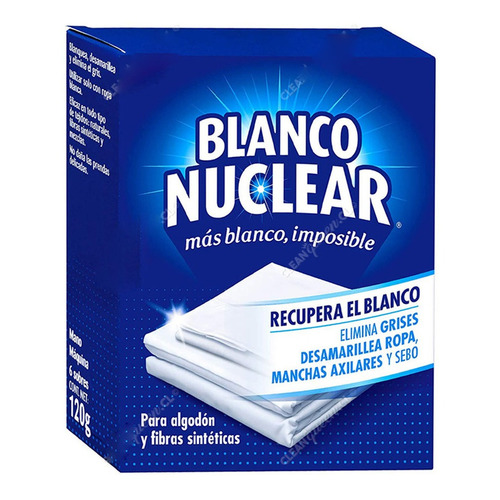 Blanqueador De Ropa Blanco Nuclear Sobres 120g