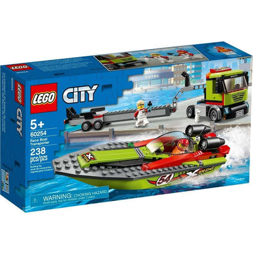 Set de construcción Lego City Race boat transporter 238 piezas  en  caja