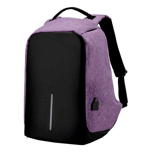 Mochila Antirrobo Backpack Impermeable Puerto Usb Morado Diseño de la tela Poliéster