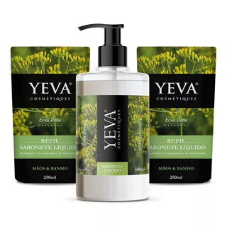 Sabonete Líquido Yeva Natureza 500ml + 2 Refil 250ml