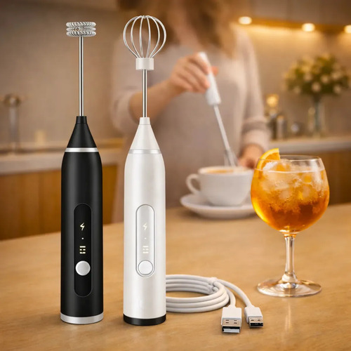 Mini Mixer Misturador De Bebidas Elétrico 2 Em 1 Portátil Recarregável Mexedor De Ovos Whe...