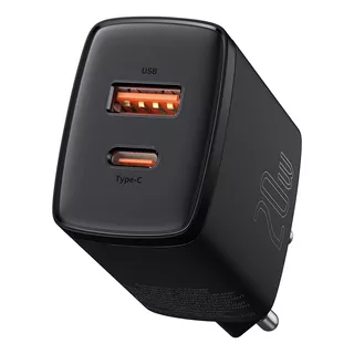 Carregador De Parede Baseus Usb-a + Usb-c Qc 3.0 Pd 20w Cor Preto