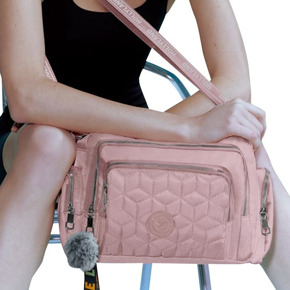 Bolsa Mujer Cross Body Palo Rosa Holly Land Correa Textil Color Palo De Rosa