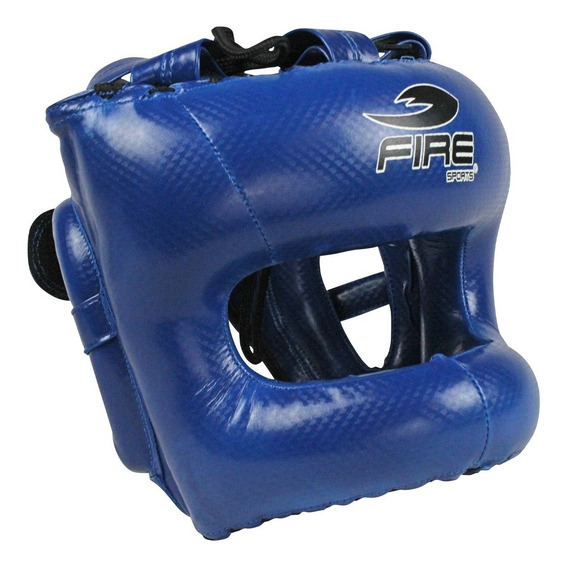 Careta Box Barra Fire Sports® Pvc Protector Cabeza Azul
