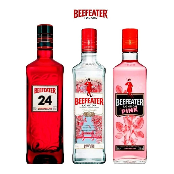 Combo Gin Beefeater 24+ London Pink+ London Dry 3x 750 Cc