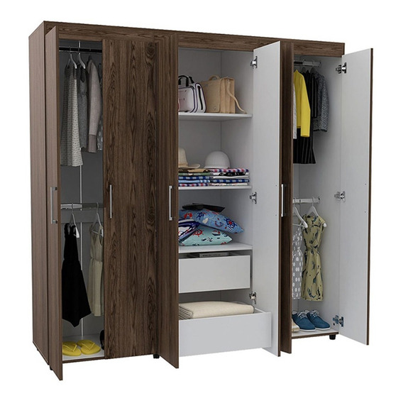 Closet Decohome Amatista 6 Puertas+2 Cajones-coñac Y Blanco