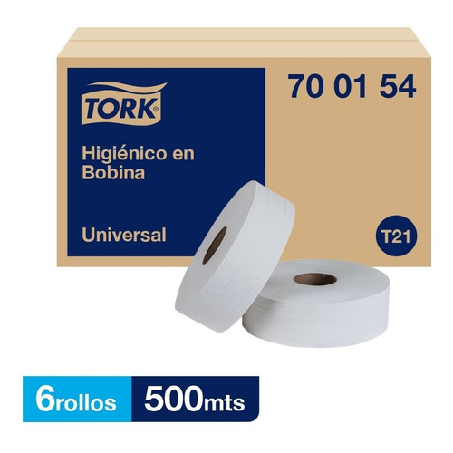 Tork Higienico En Bobina Universal Max Hs 6 Rollos / 500 Mts