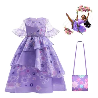 Vestido Infantil Isabela Madrigal Encanto Fantasia E Bolsa