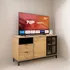 Rack TV Bargueño De Madera Maciza Con Cajones Color Marrón