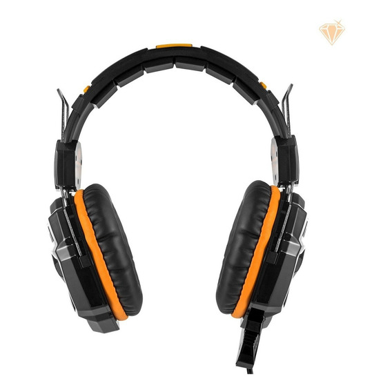 Auriculares gamer Level Up Copperhead negro y naranja con luz LED