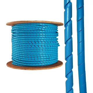 Fapaza Organizador De Fios Espiral 6mm 1/4' Preto 50 Metros Cor Azul