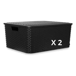 Canasto Caja Organizadora Simil Rattan Xl X 2 Unidades.