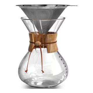 Cafetera Chemex Madera Con Filtro De Acero Inoxidable 400 Ml