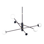 Colgante Texas 6 Luces Negro Globo Opal Con Led G9 Deco Rd