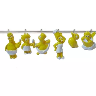 Ganchos Para Cortina De Baño Resina Metal X12 Los Simpsons