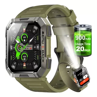 Smartwatch Feipuqu C20pro Sport 1.93  Caja 40mm De Titanio, Malla Verde De Silicona Y Bisel De Aleación De Aluminio