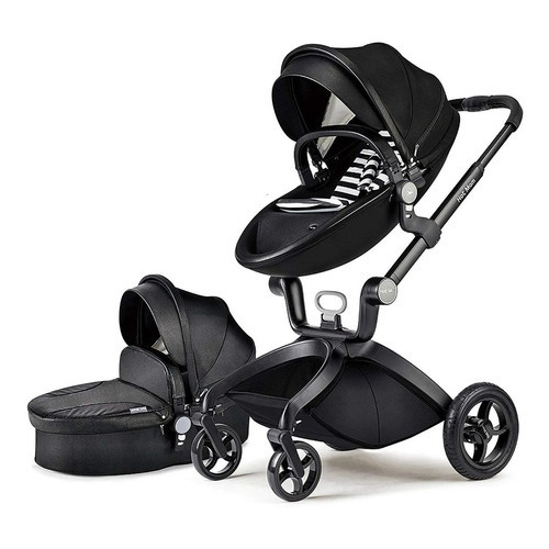 Carreola Hotmom Bebe Europea Hot Mom Piel Travel Negra 2en1