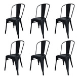 Silla de comedor DeSillas Tolix, estructura color negro mate, 6 unidades