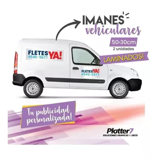 2 Imanes Vehicular + Laminado Grueso 50x30 Con Publicidad 