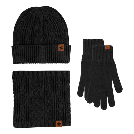 Set X3 Gorro Lana + Guantes + Cuello Bufanda Hombre El Rey