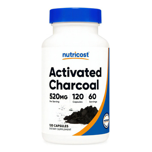 Carbon Activado Suplemento 520 Mg 120 Capsulas Nutricost Sabor Sin Sabor