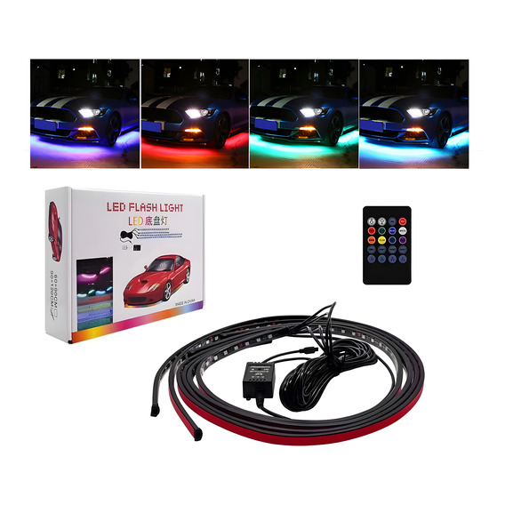 Luces Neon Led Exterior Auto Rgb 4 Tiras Led Tuning Colores