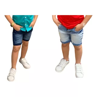 Kit 2 Bermuda Short Jeans Infantil Menino Com Cinto 1 Ao 16