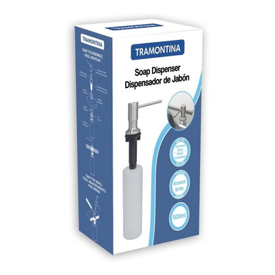 Dosador De Sabão Tramontina Inox Recipiente Plástico 500ml