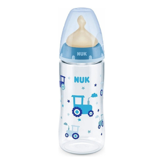 Mamadera Nuk 300ml Latex Control Temp Azul