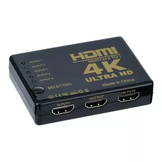 Switch Hdmi Adaptador Hub 5x1 Splitter 4k Com Controle