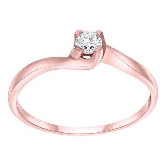 Anillo Bizzarro Solitario Oro Rosa 14k Con 15 Pts Diamante