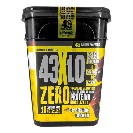 Suplemento en polvo 43 Supplements  Proteína Zero sabor chocolate en cubeta de 10kg