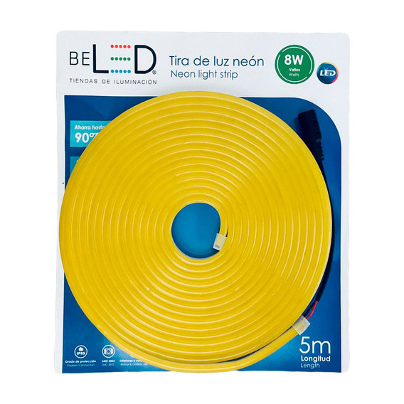 Tira De Led Neon Flexible 5m 12v Incluye Fuente 12v 3 Amp Color de la luz Amarillo