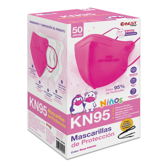 50 Cubrebocas Kn95 Para Niños Tapabocas Mascarilla Infantil 