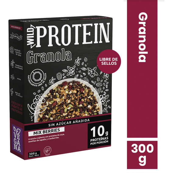 Wild Foods Granola Proteina Berries Mix 300grs