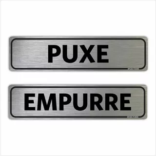 Placa Indicação Portas Escovada - Puxe Empurre 2pçs