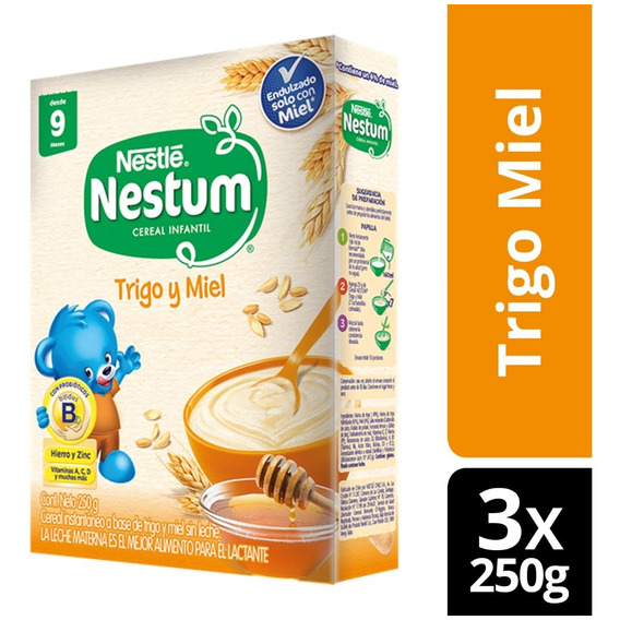 Cereal Infantil Nestum® Trigo Y Miel 250g X3 Cajas