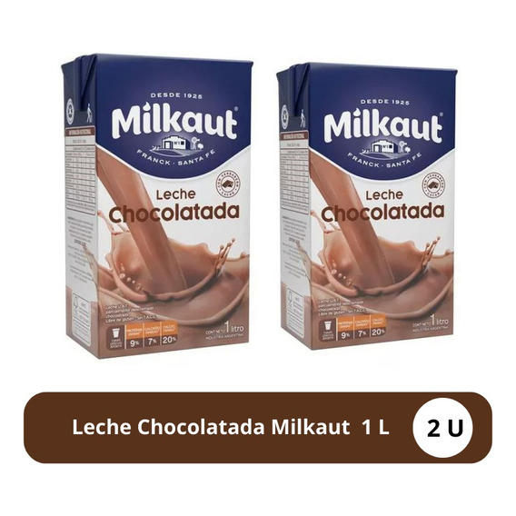 Leche Chocolatada Milkaut X 1lt  X 2 Unidades