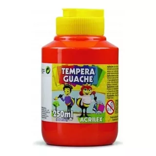 Tinta Guache Acrilex Tempera Guache 250ml Escolar Unidade Cor Vermelho Fogo 507