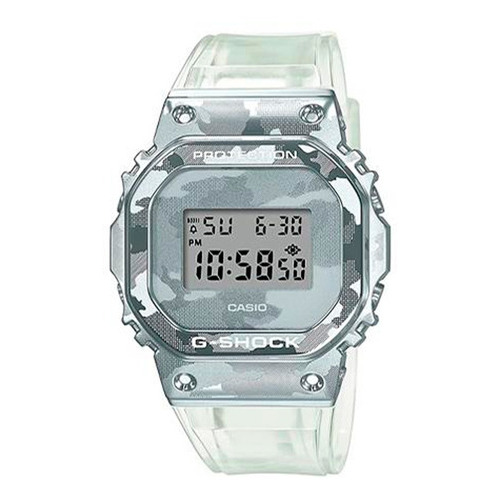Reloj Casio G-shock Gm-5600scm-1dr Mujer Color De La Correa Blanco Color Del Bisel Gris Color Del Fondo Gris