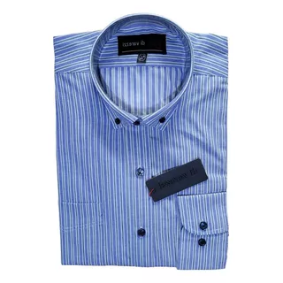 Camisa Di Varezzi Mang Larga Rayada Elegante Fina Confeccion