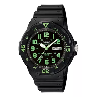 Relógio De Pulso Casio Youth Mrw-200 Com Corpo Preto,  Analógico, Para Masculino, Fundo  Preto, Com Correia De Resina Cor Preto, Agulhas Cor Branco E Verde, Subdials De Cor Verde, Ponteiro De Minutos/