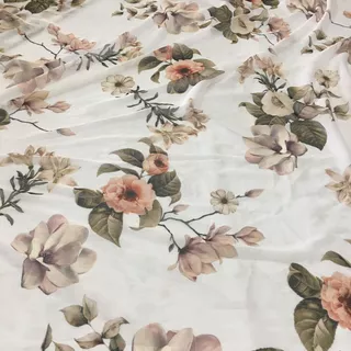 Tecido Tule Estampado Floral Branco 5.00m X 1.60m