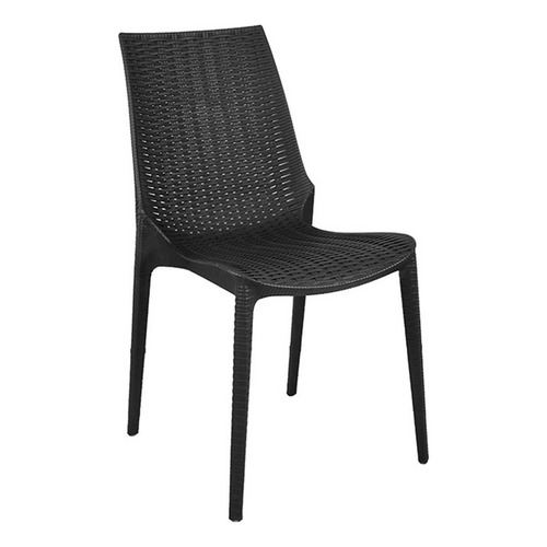 Silla Plastica Reforzada Apilable Rattan Jardin Harmony Color Negro