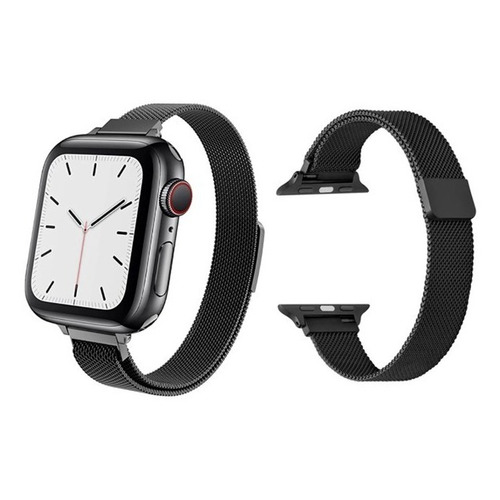 Malla Para Reloj Mirannis Magnetica Imantada P Apple 38 40mm Color Negro