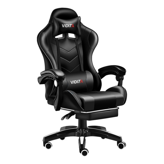 Silla gamer Vidita  GX2000 ergonómica  negra con tapizado de poliuretano