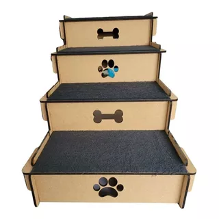 Mega Escada Grande Pet Cachorro Gato Quatro 4 Degraus Mdf