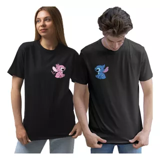 Kit 2 Camisas Stitch E Angel Masculina + Feminina Casal