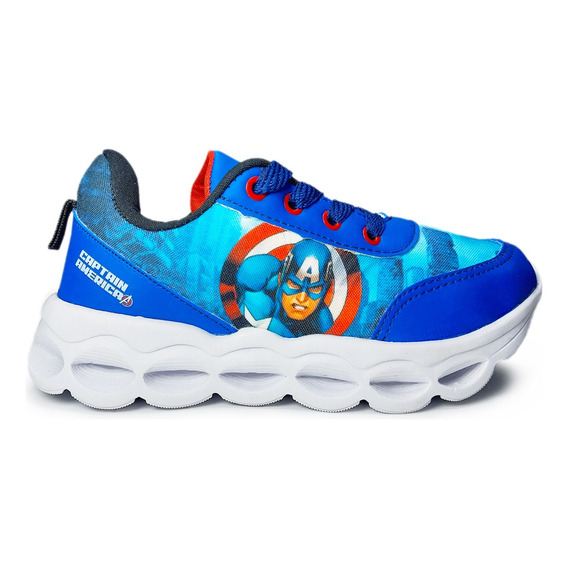 Zapatillas Capitán América Araña Marvel Niño Luz Led Liviana